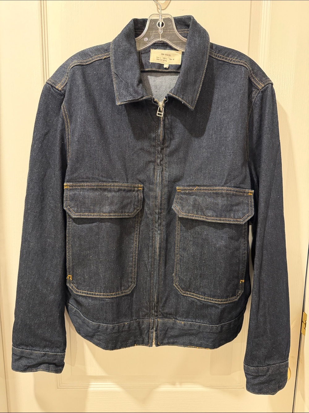 Zara Dark Blue Denim Zip Shirt Jacket